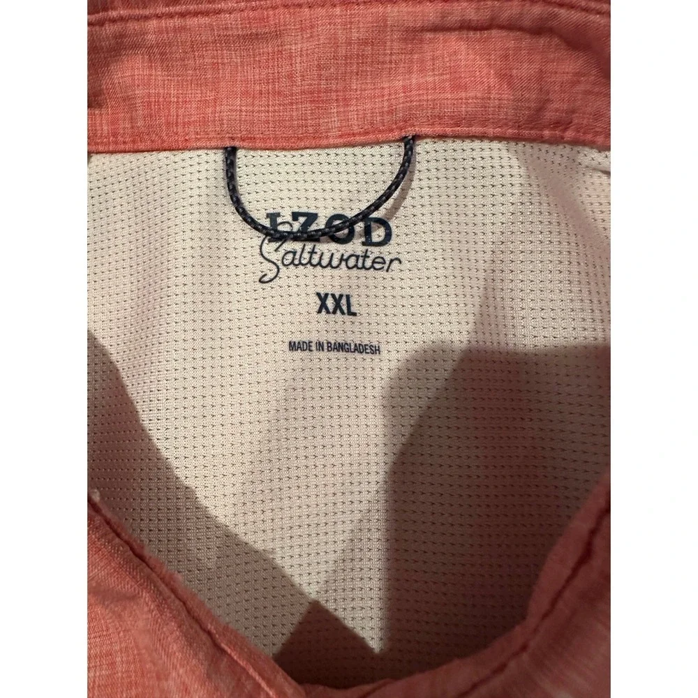IZOD Saltwater Mens XXL Red Heather Short Sleeve Vented Fishing Shirt